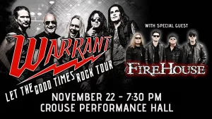 WARRANT with Special Guest Fire House @ Veterans Memorial Civic & Convention Center